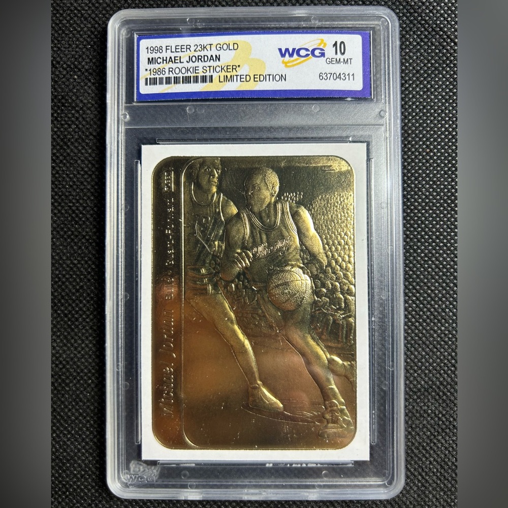 1998 Fleer 23k Gold Michael Jordan (1986 Rc Rookie Sticker)  Limited Wcg 10